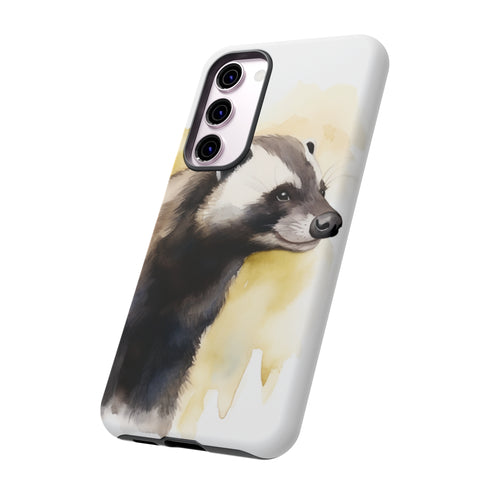 Badger on a Yellow Background - Impact Resistant Phone Case